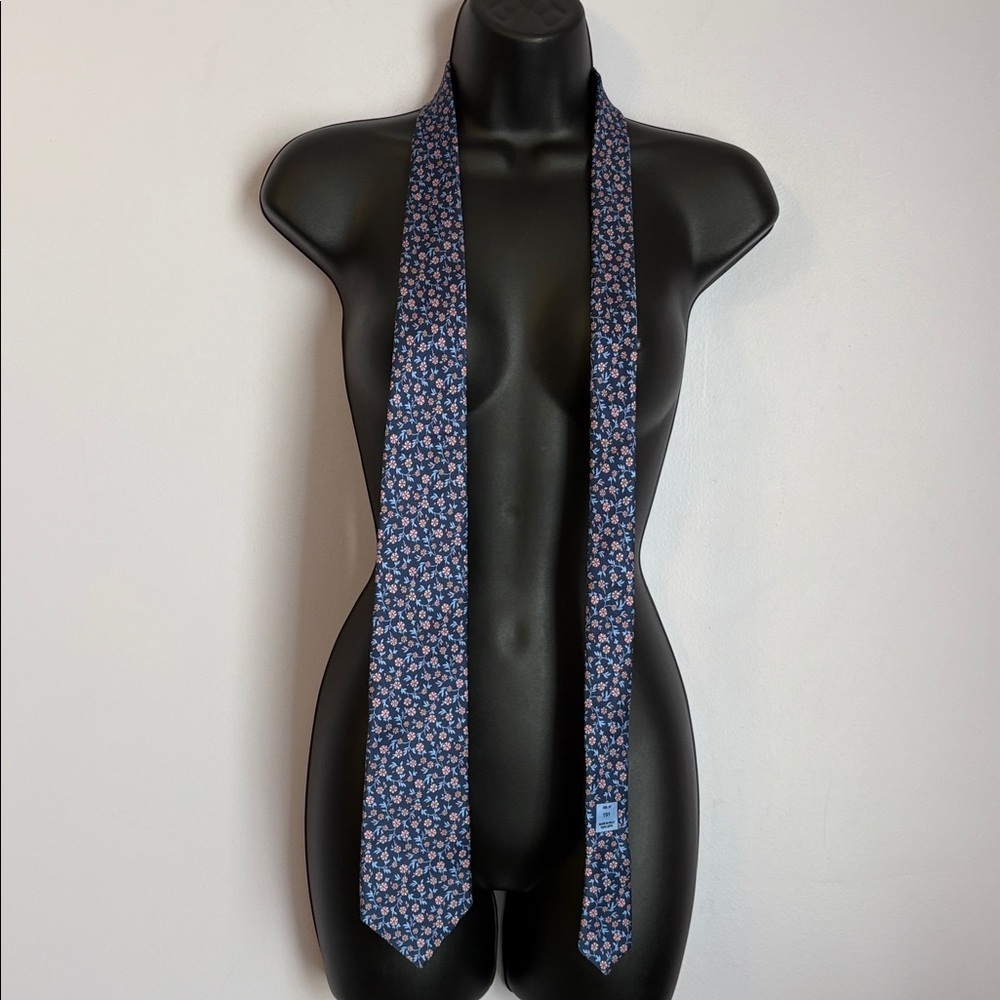 Burma Bibas Made in Italy Silk Blue Pink Floral Necktie Tie - Picture 2 of 13